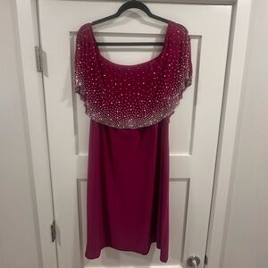 MSK Fuchsia Dress with Beaded Detail